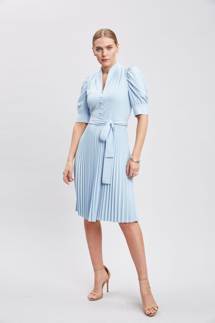 Elie Tahari Pleated Contour Dress SEAFOAM