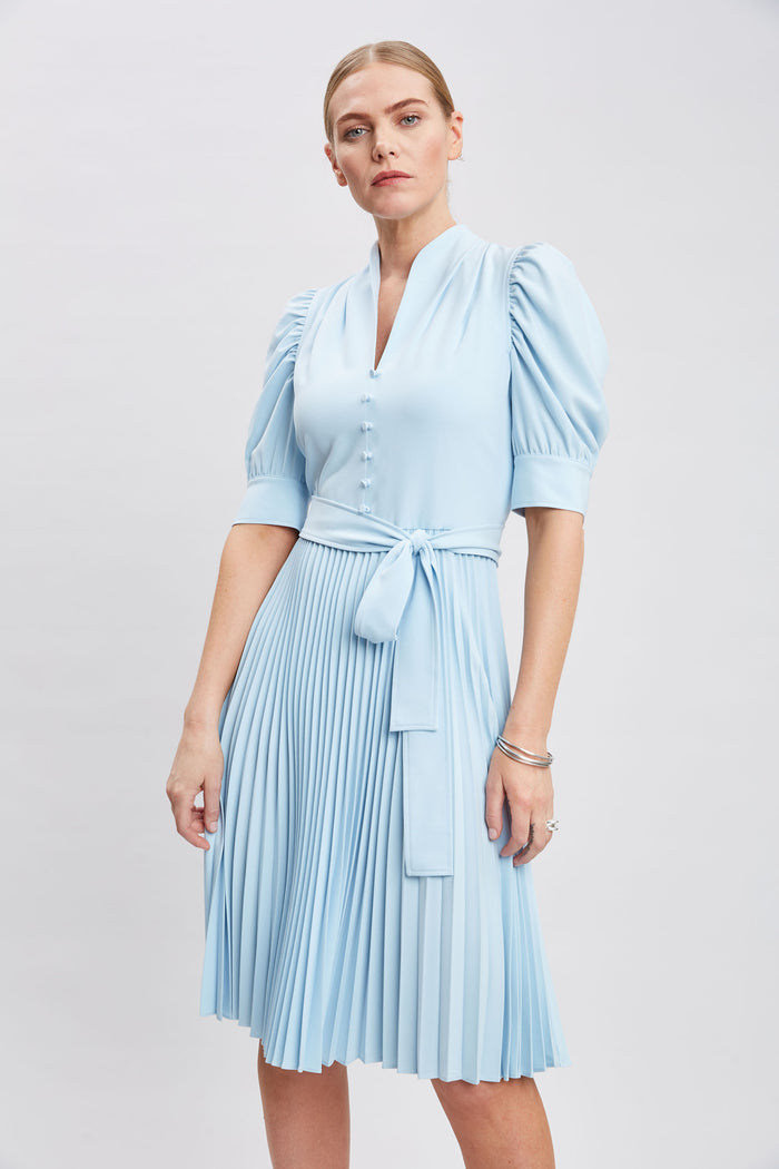 Elie Tahari Pleated Contour Dress SEAFOAM