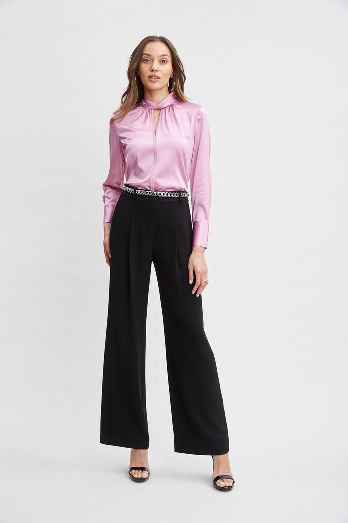 Elie Tahari Pleated Crepe Pant BLACK