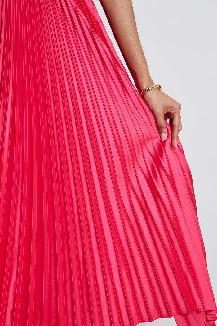 Elie Tahari Pleated Midi Dress ISLAND PINK