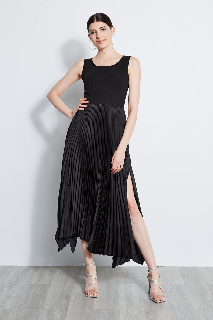 Elie Tahari Pleated Midi Dress NOIR