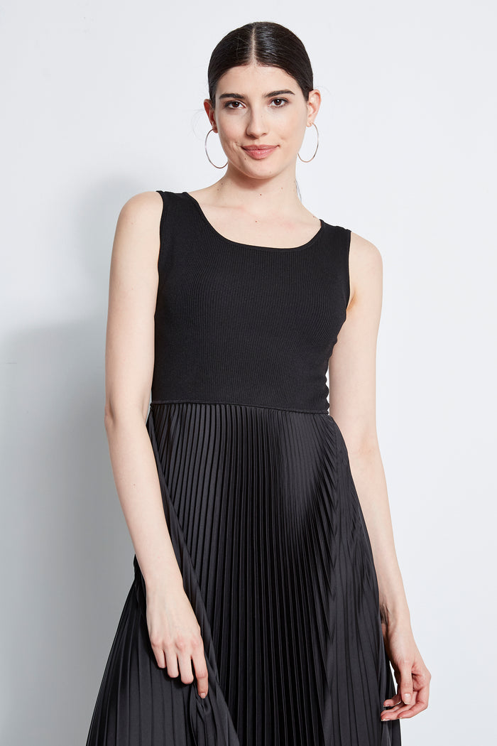 Elie Tahari Pleated Midi Dress NOIR