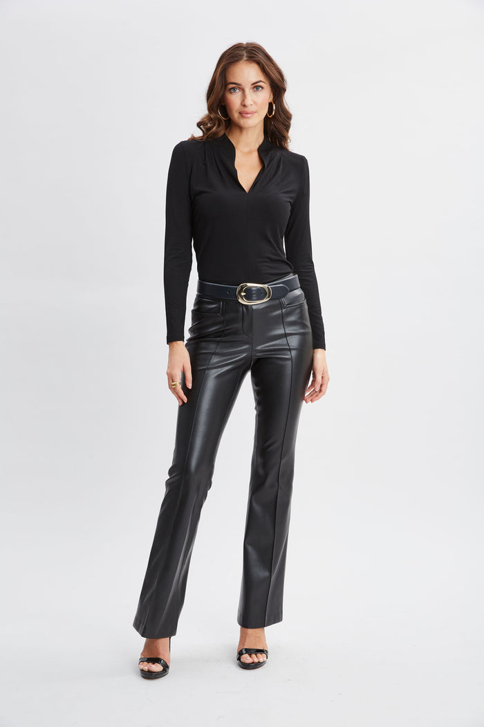 Elie Tahari Pleated Neck Knit BLACK