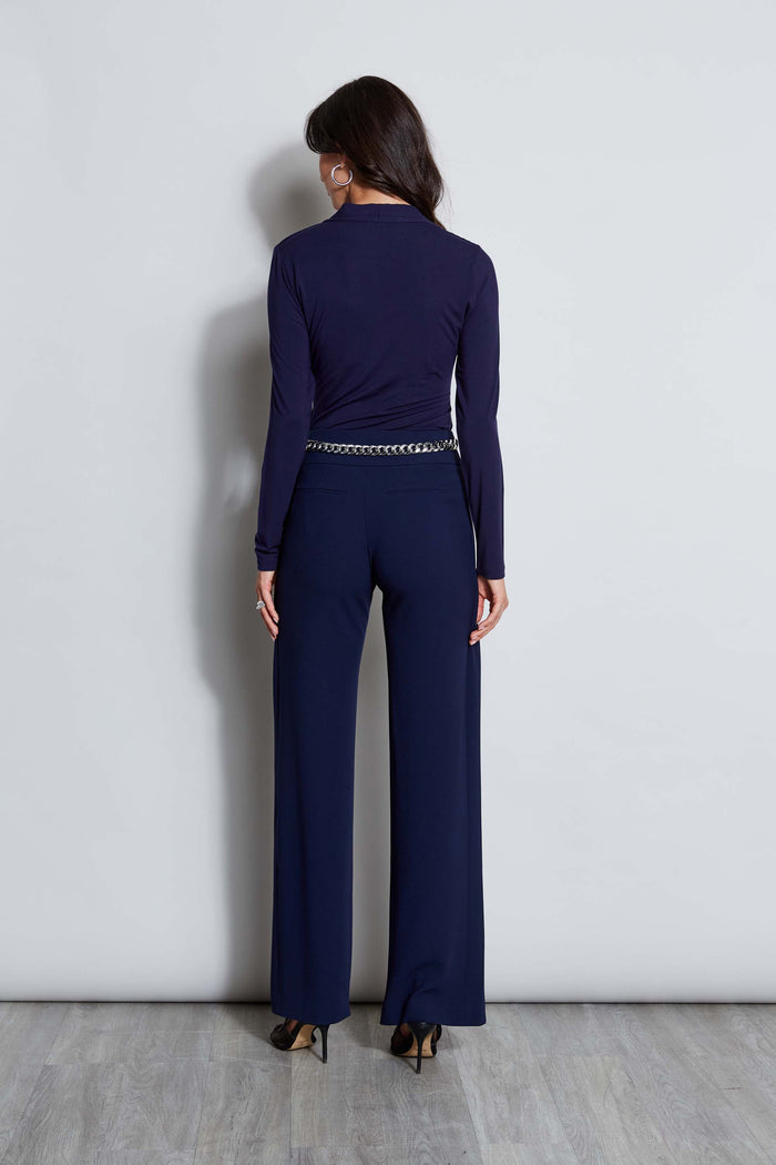 Elie Tahari Pleated Neck Knit GALAXY NAVY