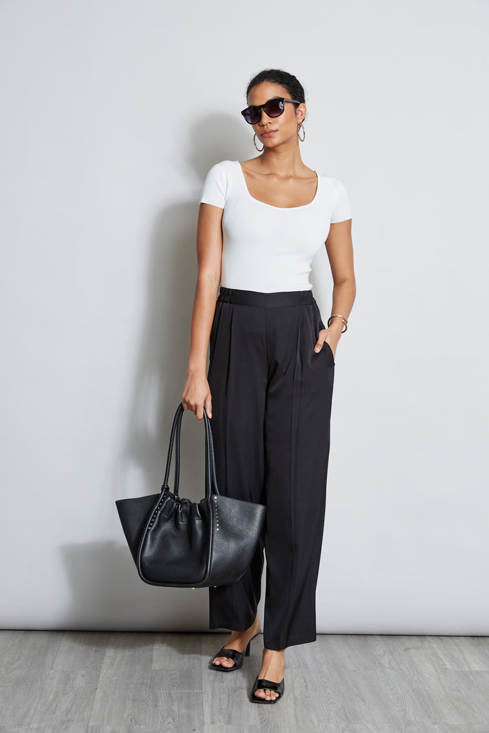 Elie Tahari Pleated Silk Pant NOIR
