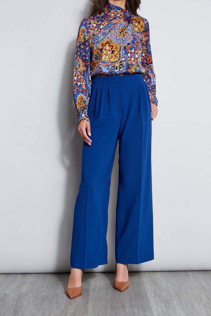 Elie Tahari Pleated Wide Leg Pant TWILIGHT