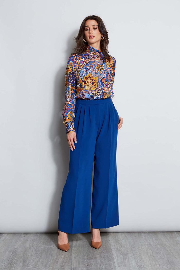 Elie Tahari Pleated Wide Leg Pant TWILIGHT