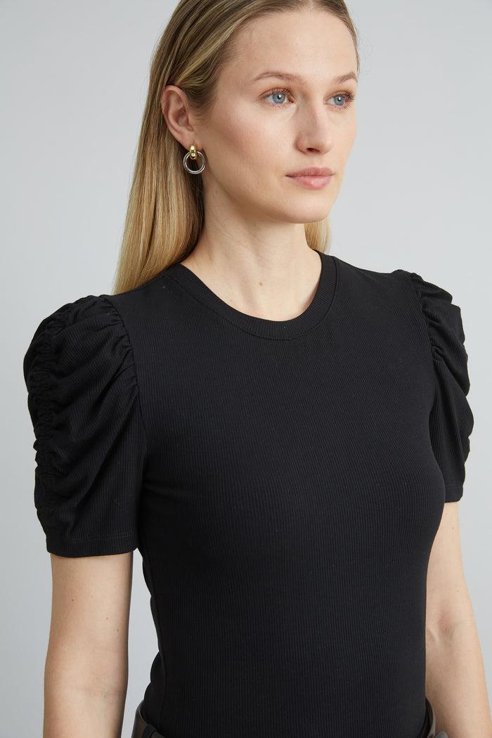 Elie Tahari Puff Sleeve Rib Knit STARGAZER