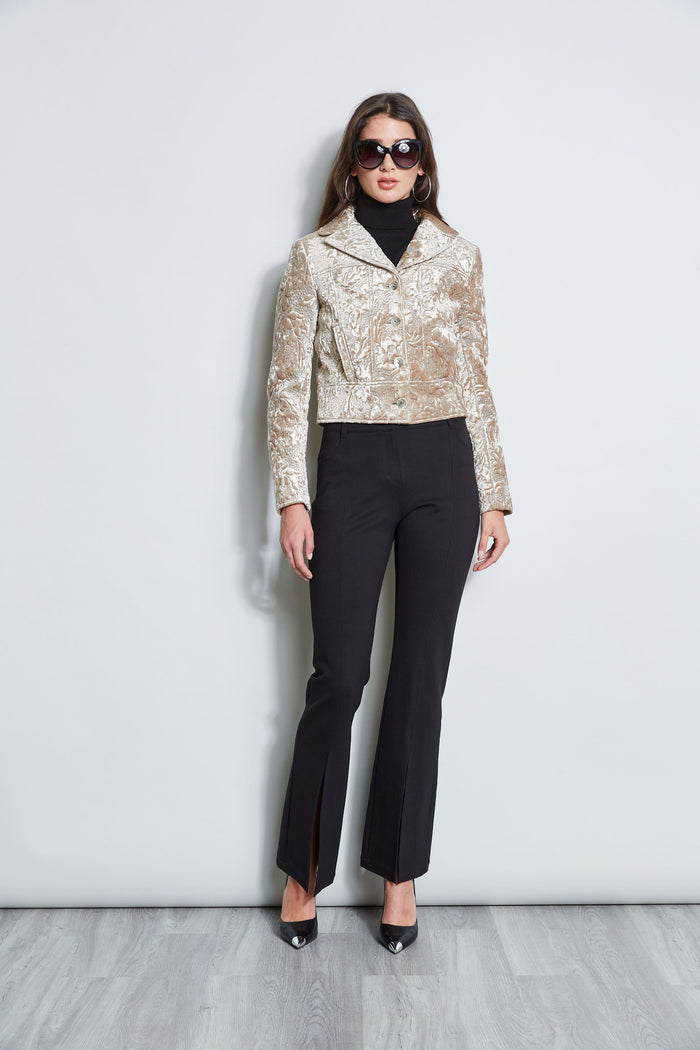Elie Tahari Quilted Velvet Cropped Jacket BEIGE
