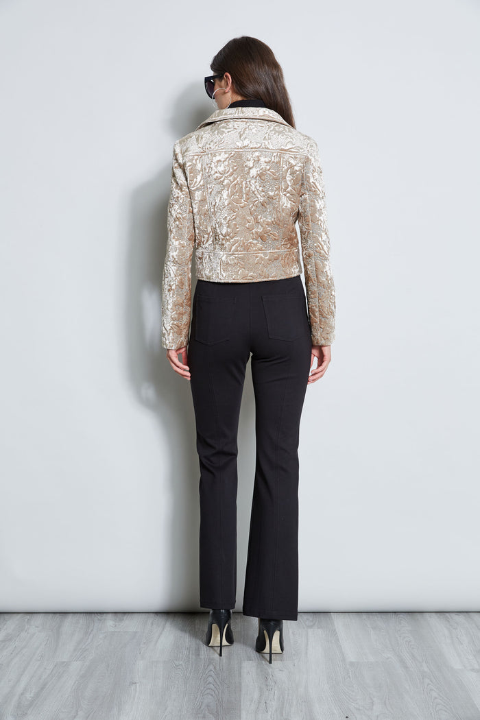 Elie Tahari Quilted Velvet Cropped Jacket BEIGE