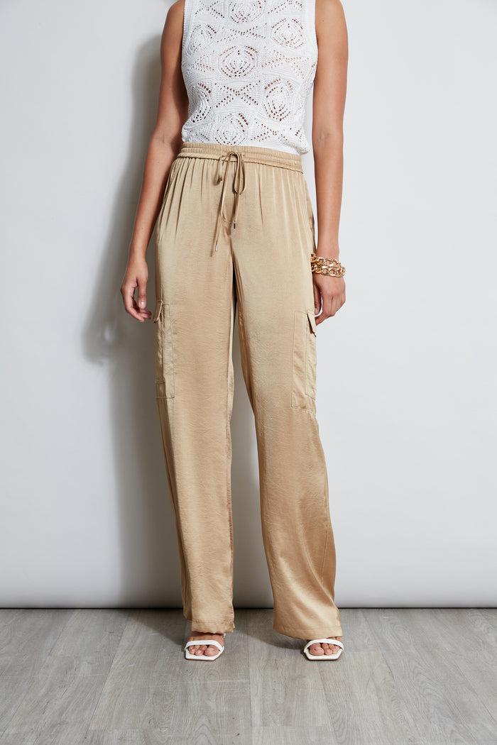 Elie Tahari Relaxed Satin Cargo Pant SANDCASTLE
