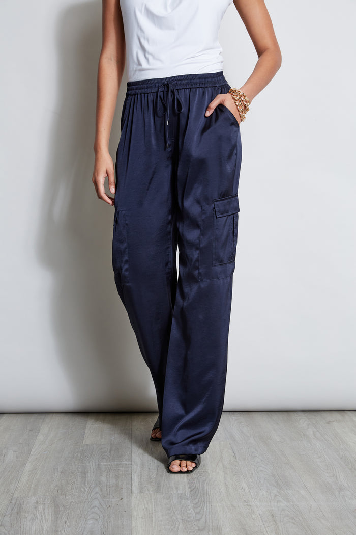 Elie Tahari Relaxed Satin Cargo Pant STARGAZER