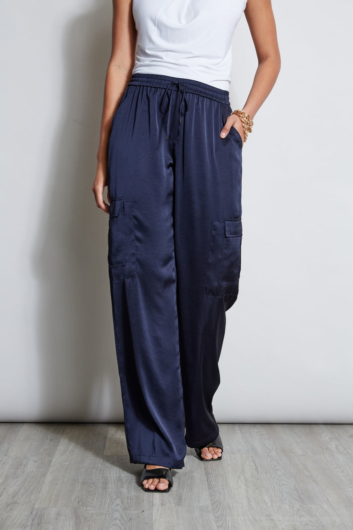 Elie Tahari Relaxed Satin Cargo Pant STARGAZER