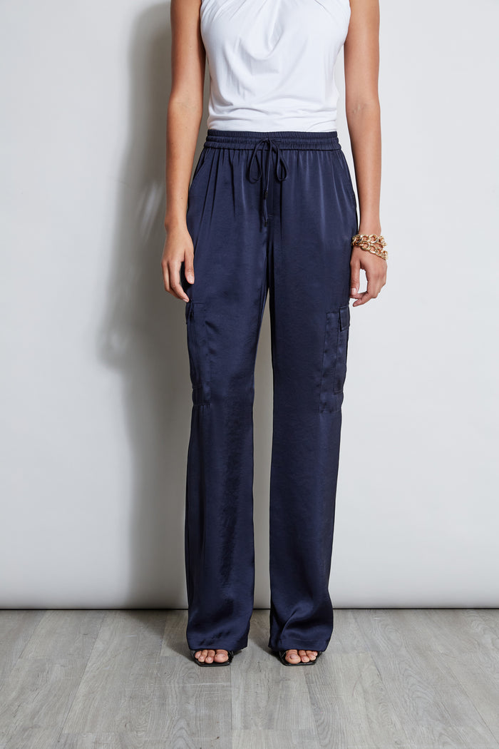 Elie Tahari Relaxed Satin Cargo Pant STARGAZER