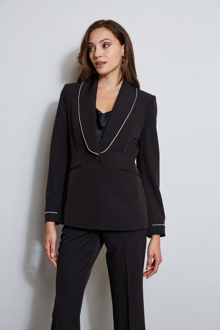 Elie Tahari Rhinestone Edged Blazer NOIR