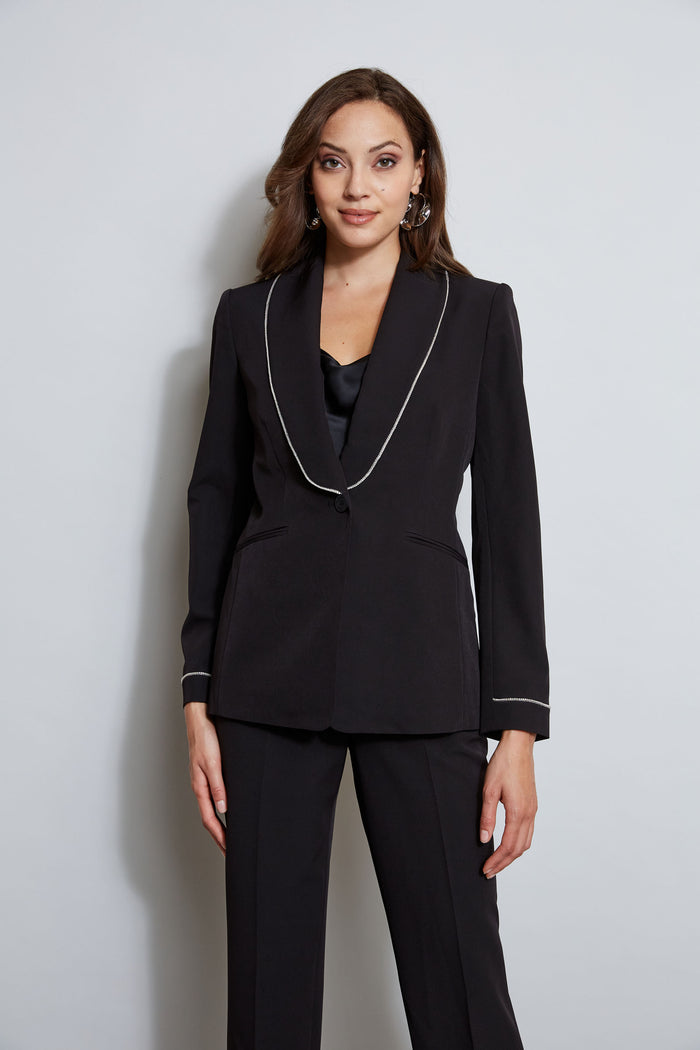 Elie Tahari Rhinestone Edged Blazer NOIR