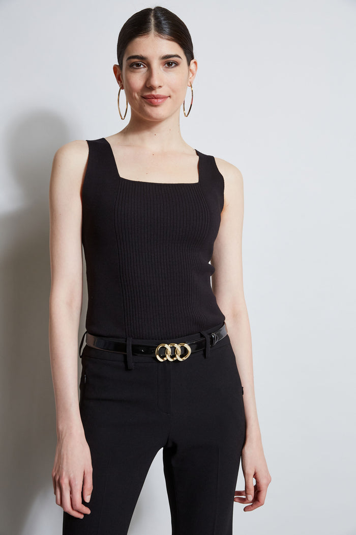 Elie Tahari Rib Detail Sweater Tank BLACK