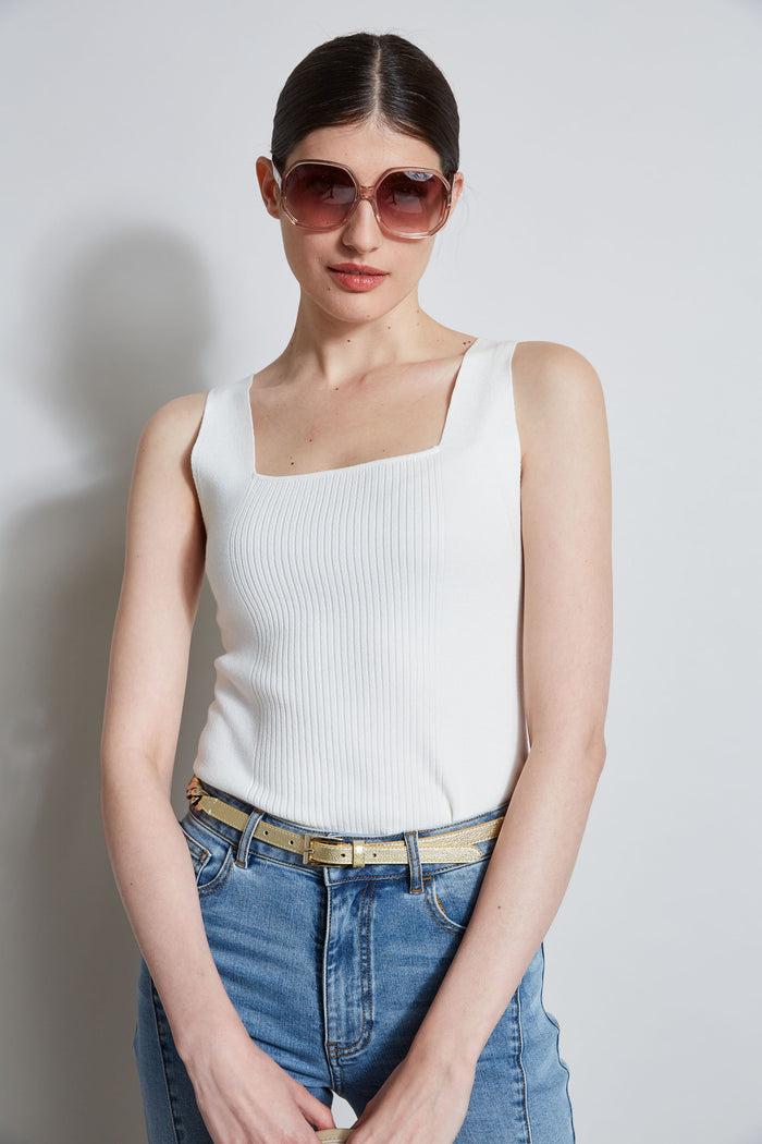 Elie Tahari Rib Detail Sweater Tank FOAM