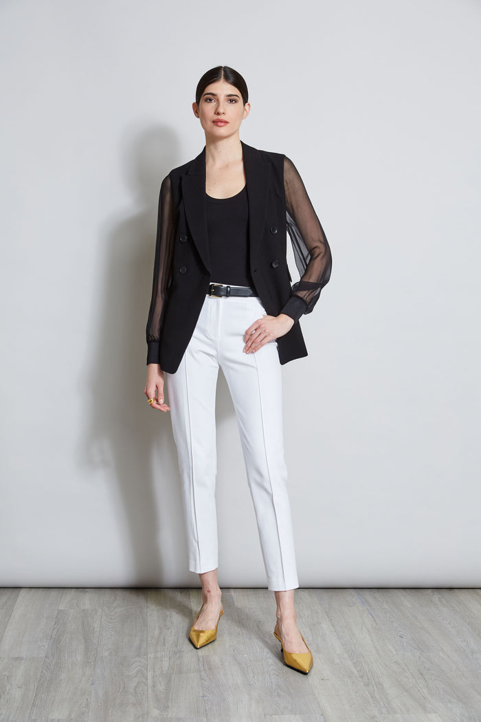 Elie Tahari Rib Knit Scoop Tank Top BLACK