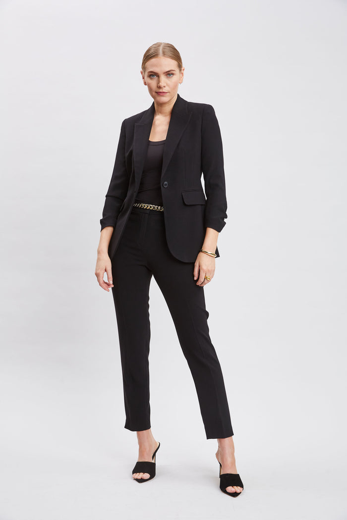 Elie Tahari Ruched Sleeve Blazer BLACK