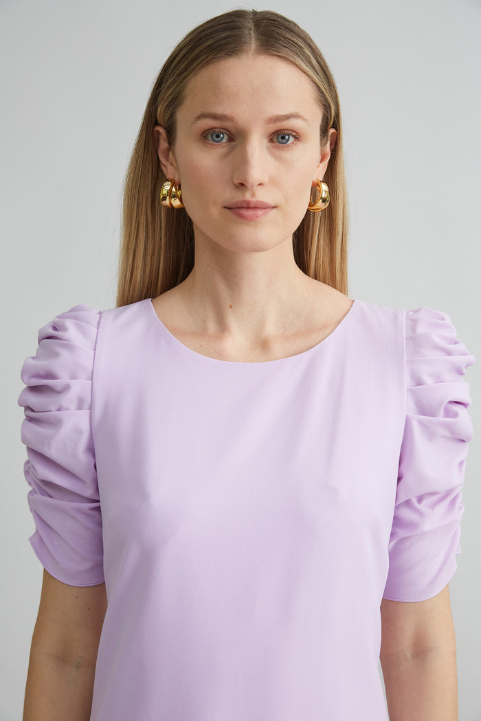 Elie Tahari Ruched Sleeve Shift Dress THISTLE