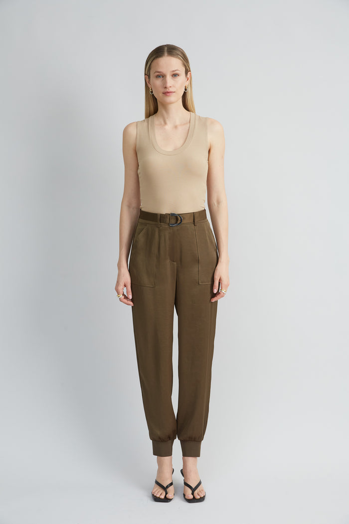 Elie Tahari Satin Belted Cargo Pant SAVOY