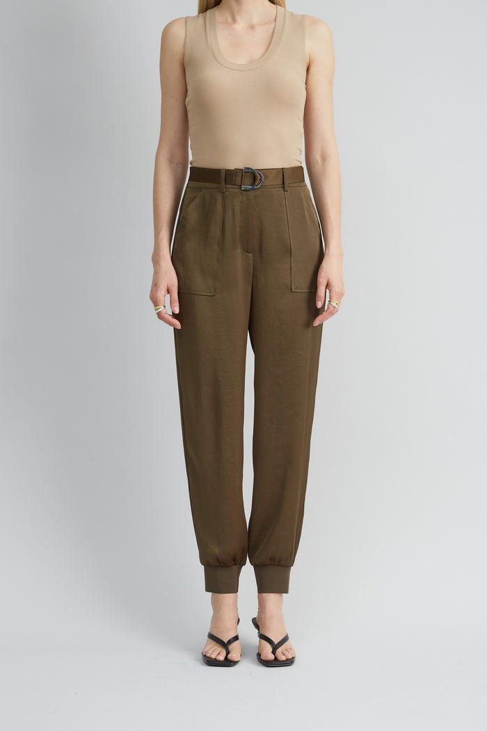 Elie Tahari Satin Belted Cargo Pant SAVOY