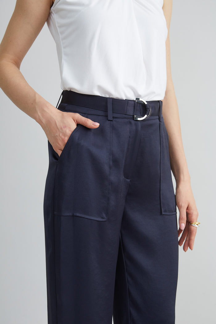 Elie Tahari Satin Belted Cargo Pant STARGAZER