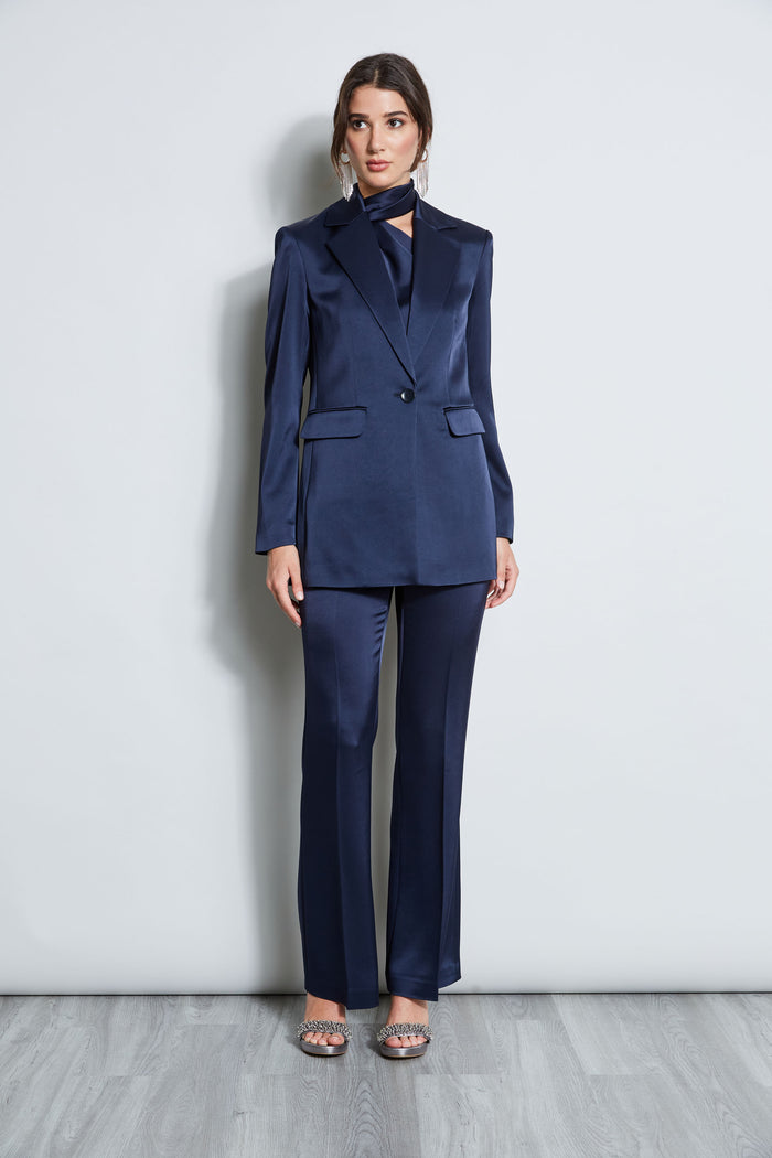 Elie Tahari Satin Boyfriend Blazer MIDNIGHT