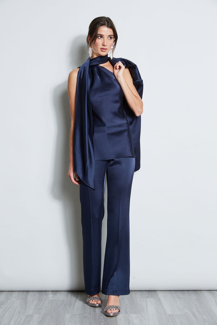 Elie Tahari Satin Boyfriend Blazer MIDNIGHT