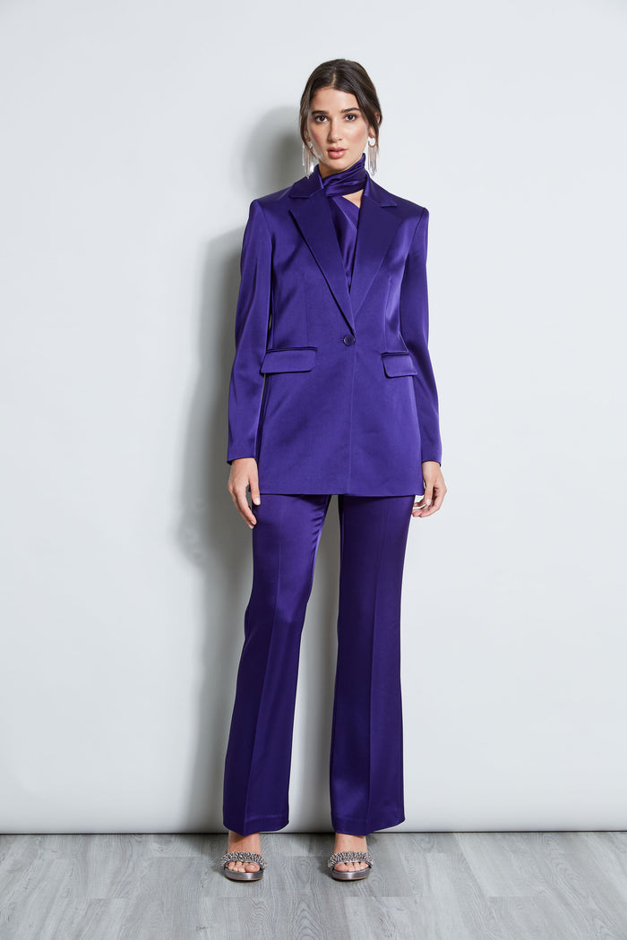Elie Tahari Satin Boyfriend Blazer WINTER PLUM