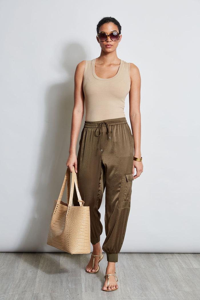 Elie Tahari Satin Cargo Pant SAVOY
