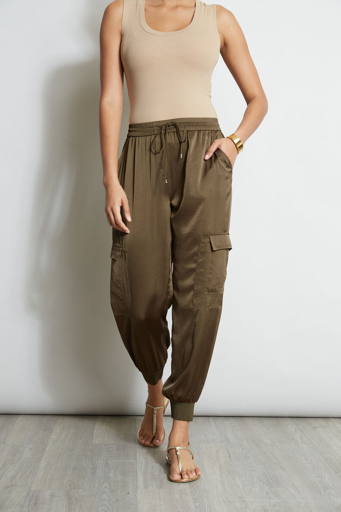 Elie Tahari Satin Cargo Pant SAVOY