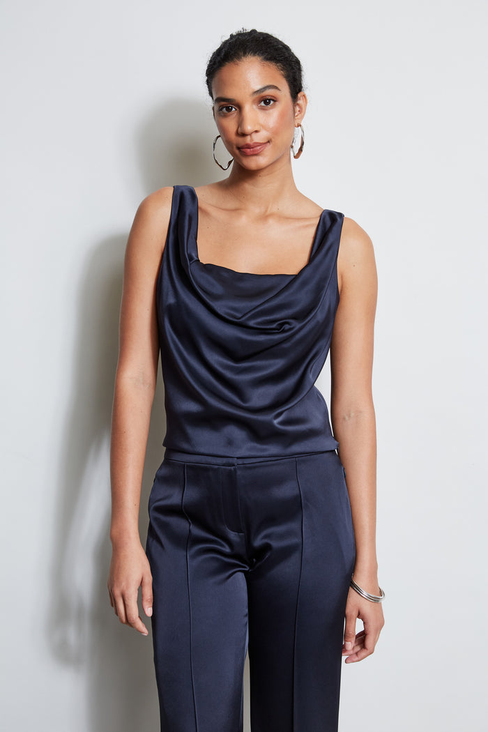 Elie Tahari Satin Cowl Cami STARGAZER