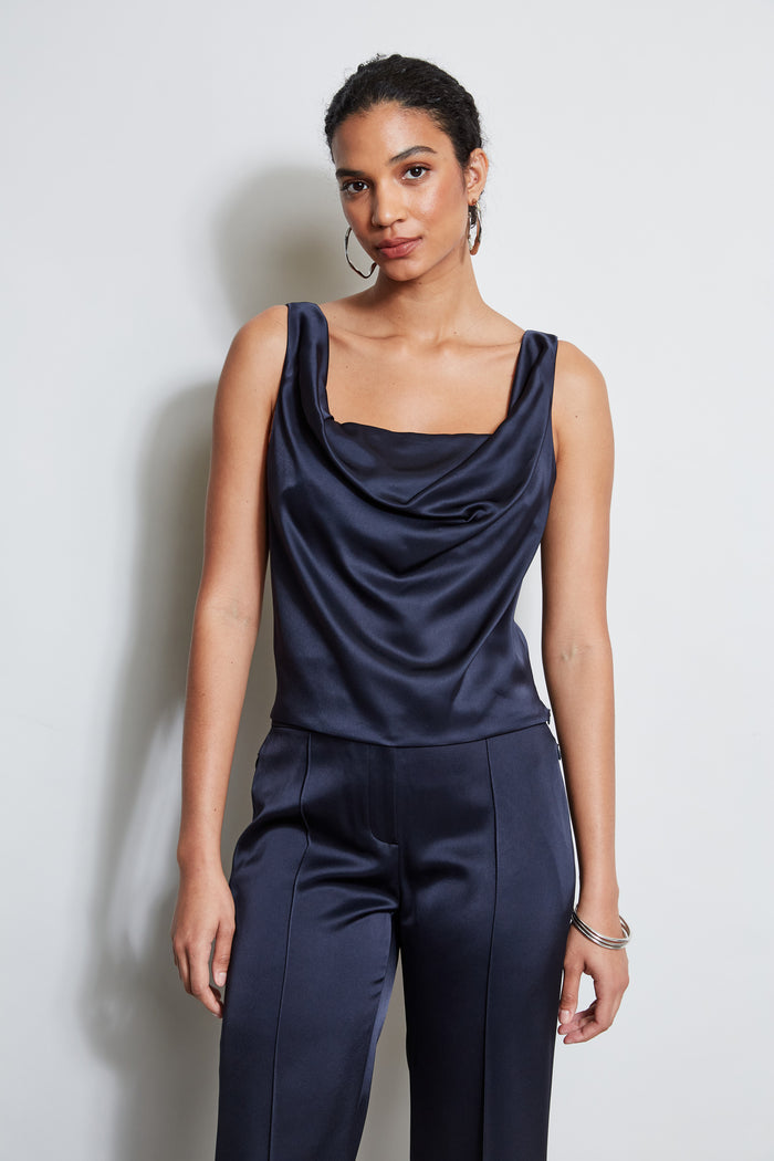 Elie Tahari Satin Cowl Cami STARGAZER