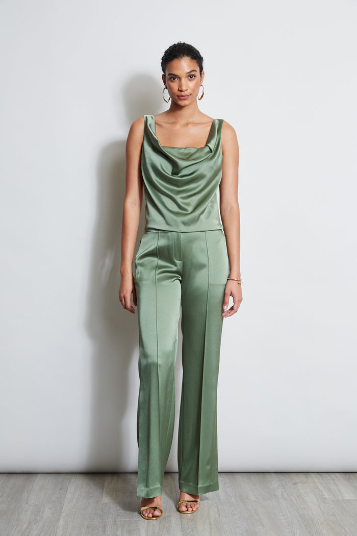 Elie Tahari Satin Cowl Cami TUSCAN OLIVE