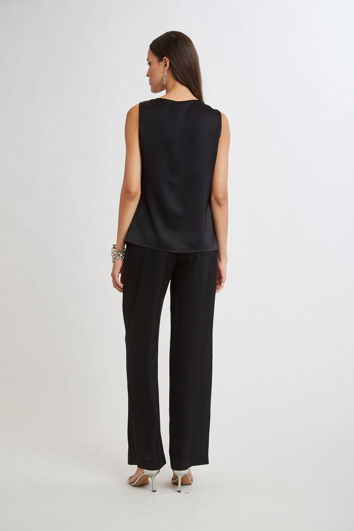 Elie Tahari Satin Cowl Top BLACK