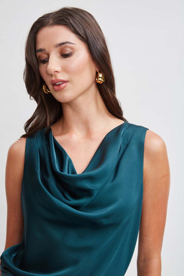 Elie Tahari Satin Cowl Top JADITE