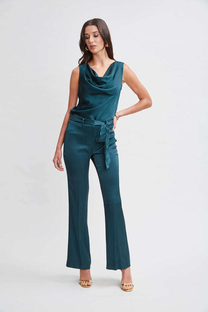 Elie Tahari Satin Cowl Top JADITE