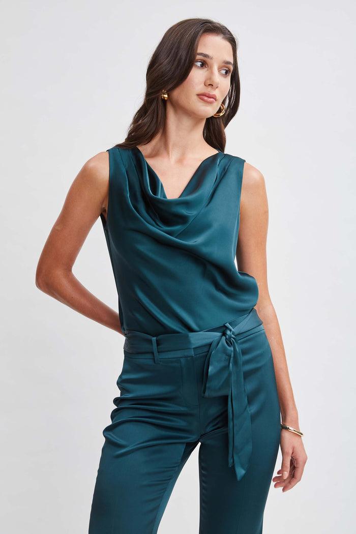 Elie Tahari Satin Cowl Top JADITE