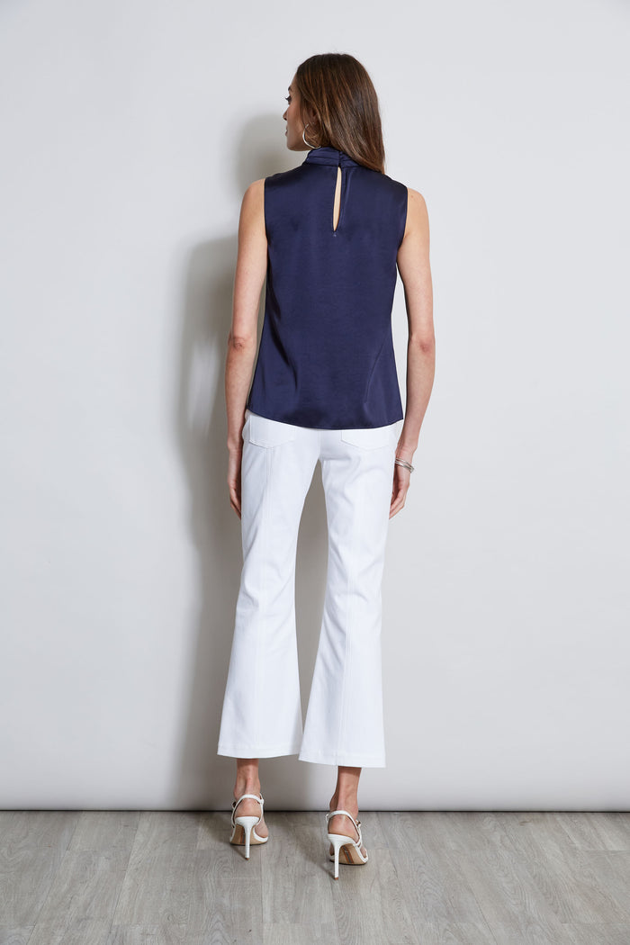 Elie Tahari Satin Draped Neck Top STARGAZER