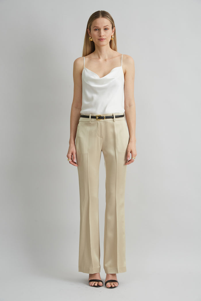 Elie Tahari Satin Fit & Flare Pant BARLEY