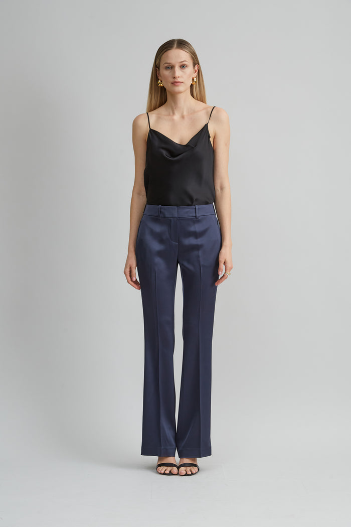 Elie Tahari Satin Fit & Flare Pant INDIGO