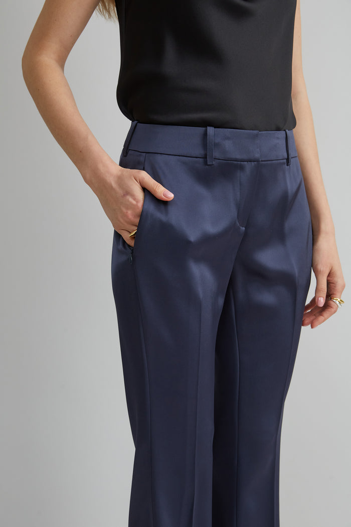 Elie Tahari Satin Fit & Flare Pant INDIGO