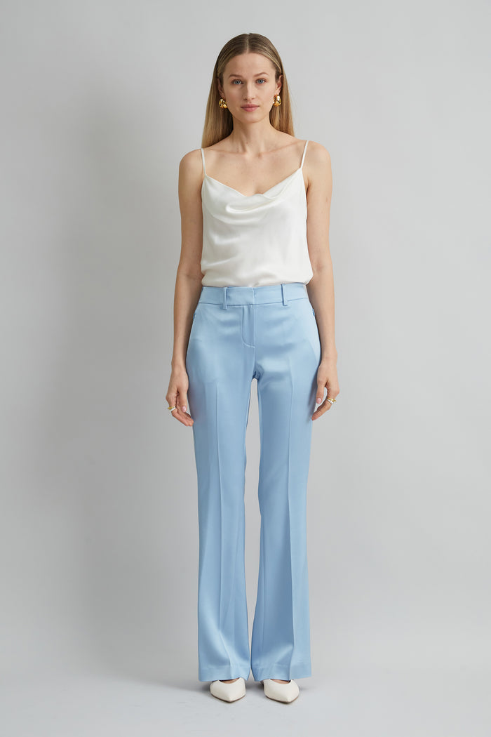 Elie Tahari Satin Fit & Flare Pant MARBLE BLUE