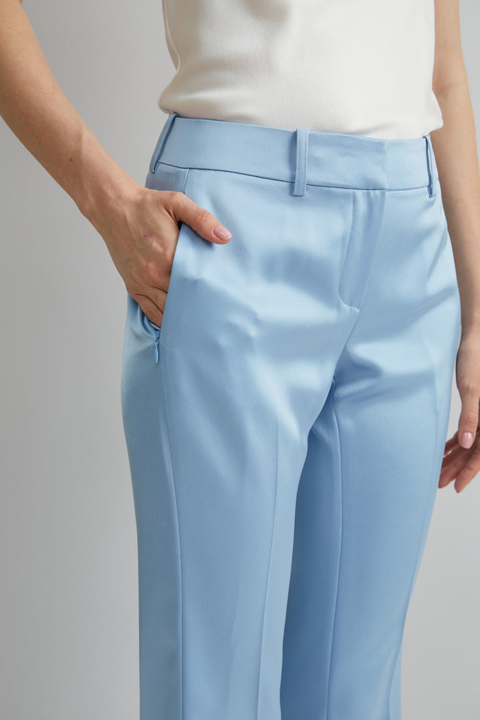 Elie Tahari Satin Fit & Flare Pant MARBLE BLUE