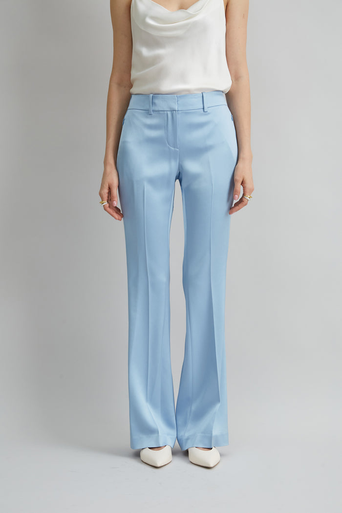Elie Tahari Satin Fit & Flare Pant MARBLE BLUE