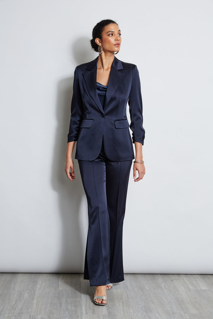 Elie Tahari Satin Ruched Sleeve Blazer STARGAZER