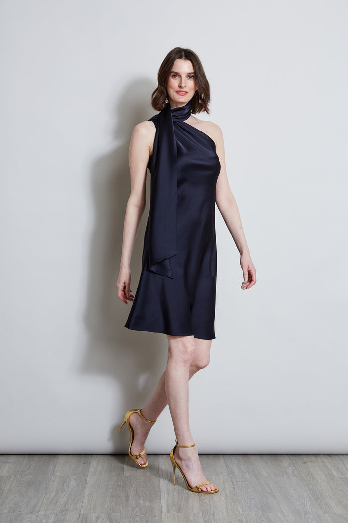 Elie Tahari Satin Scarf Dress STARGAZER