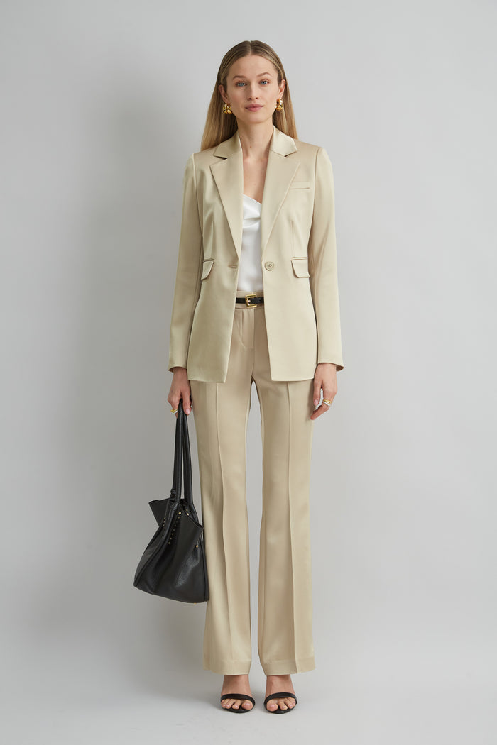 Elie Tahari Satin Side Slit Blazer BARLEY